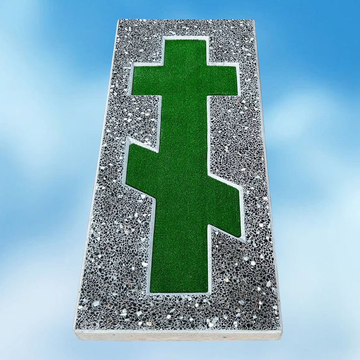 Цветник из мраморной крошки Крест полированный