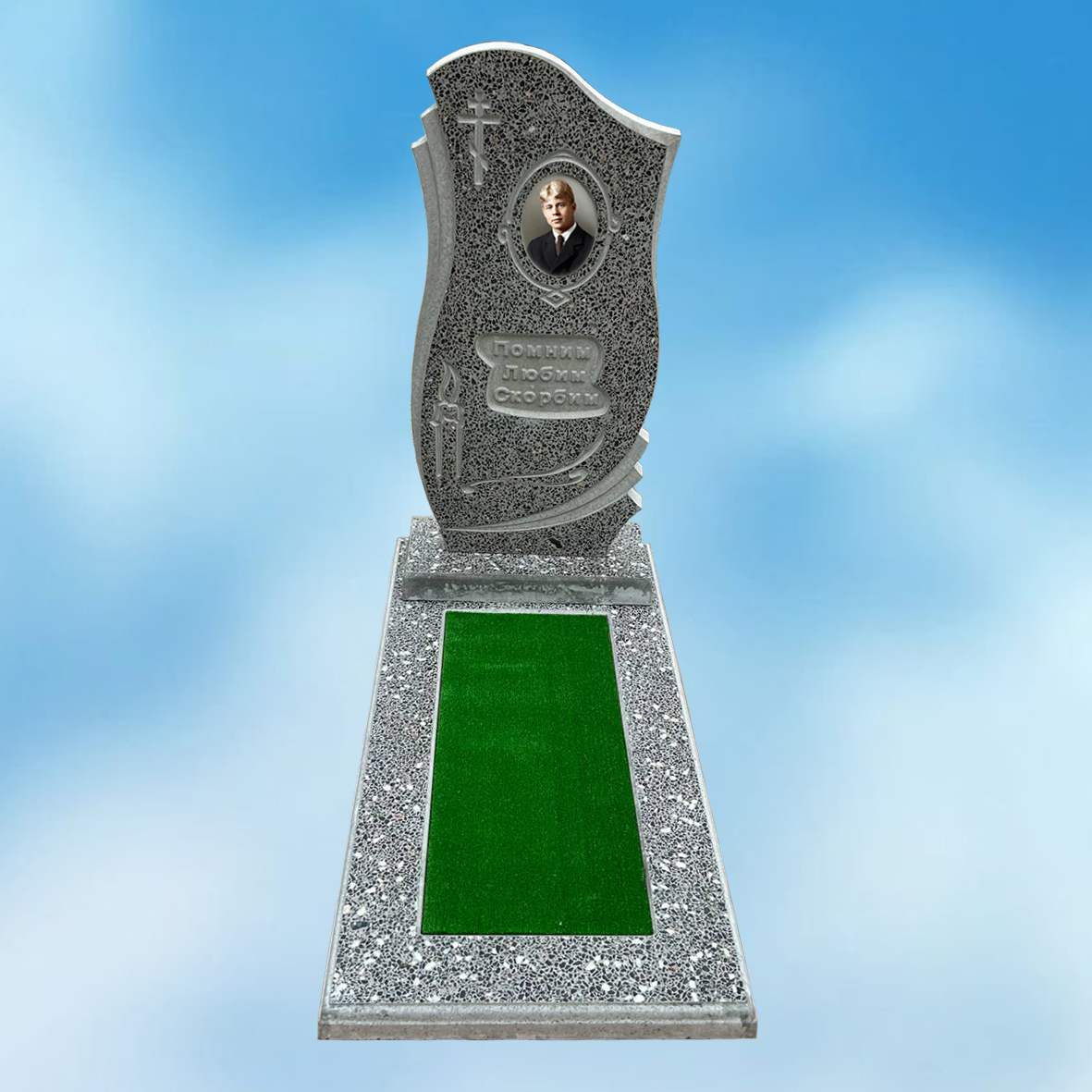 Памятник из мраморной крошки фигурный полированный