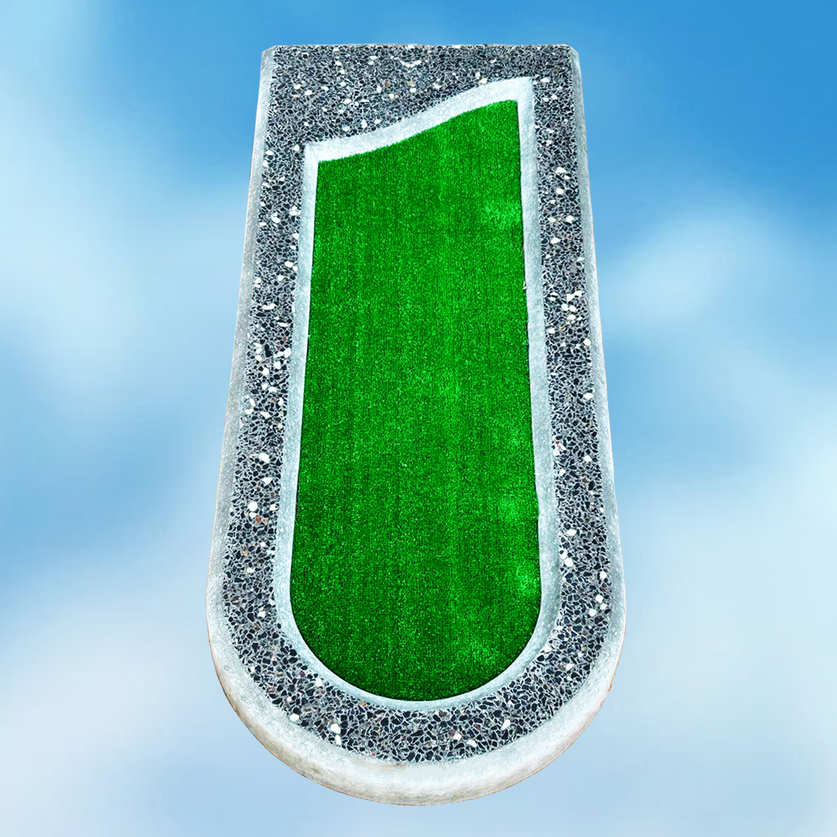 Цветник на могилу полукруг полированный