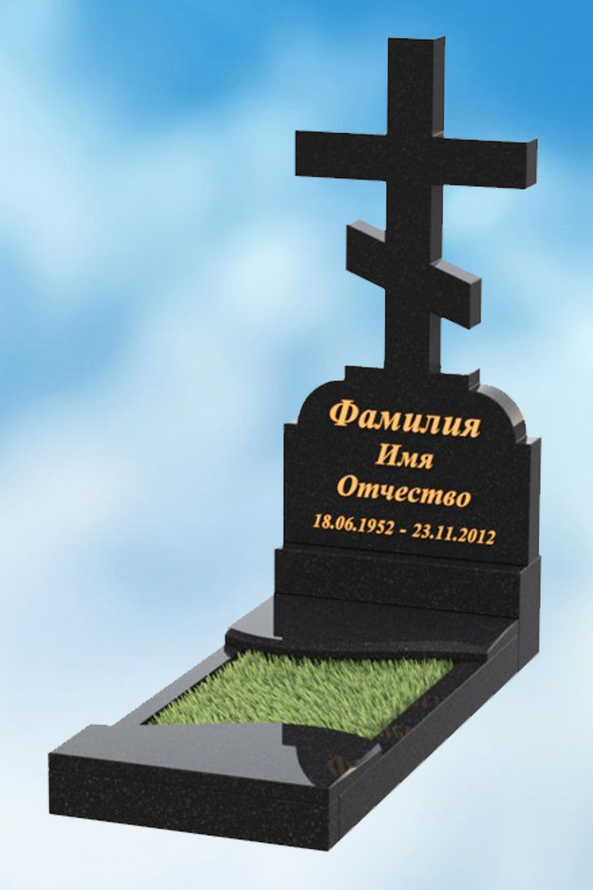 Одинарный памятник в виде креста из гранита В-52